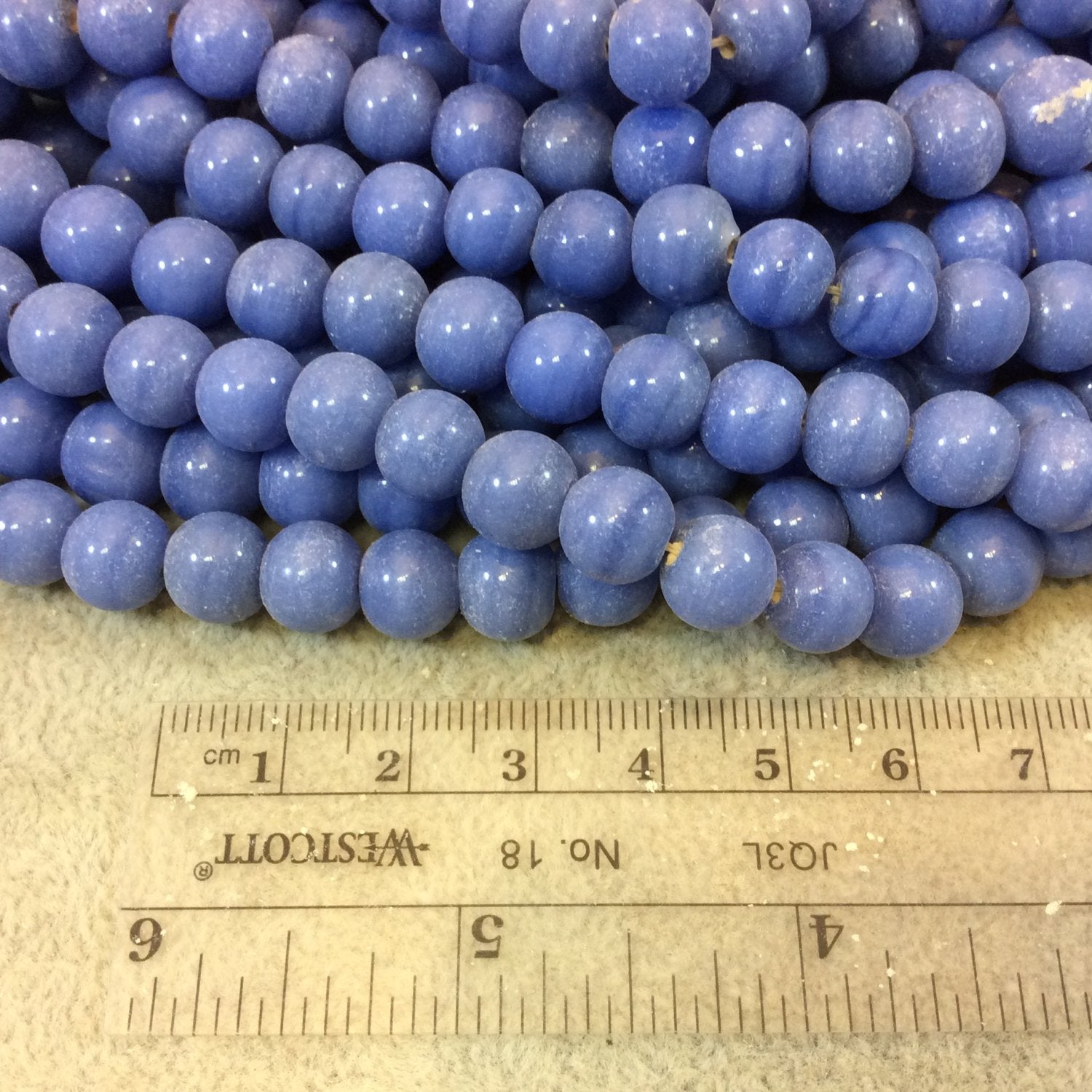 8mm Glossy Sky Blue Quality Irregular Rondelle Shape Indian Ceramic Beads - Sold by 16.25" Strand - Approximately 51 Beads per Strand
