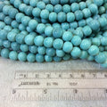 8mm Glossy Teal Blue/Green Quality Irregular Rondelle Shape Indian Ceramic Beads - Sold by 16.25" Strand - Approximately 51 Beads