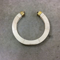 3.5" Large White/Ivory Double Ended Thick U-Shaped Crescent Shaped Natural Ox Bone Focal Pendant - Measuring 85mm x 82mm - (TR078-WH)