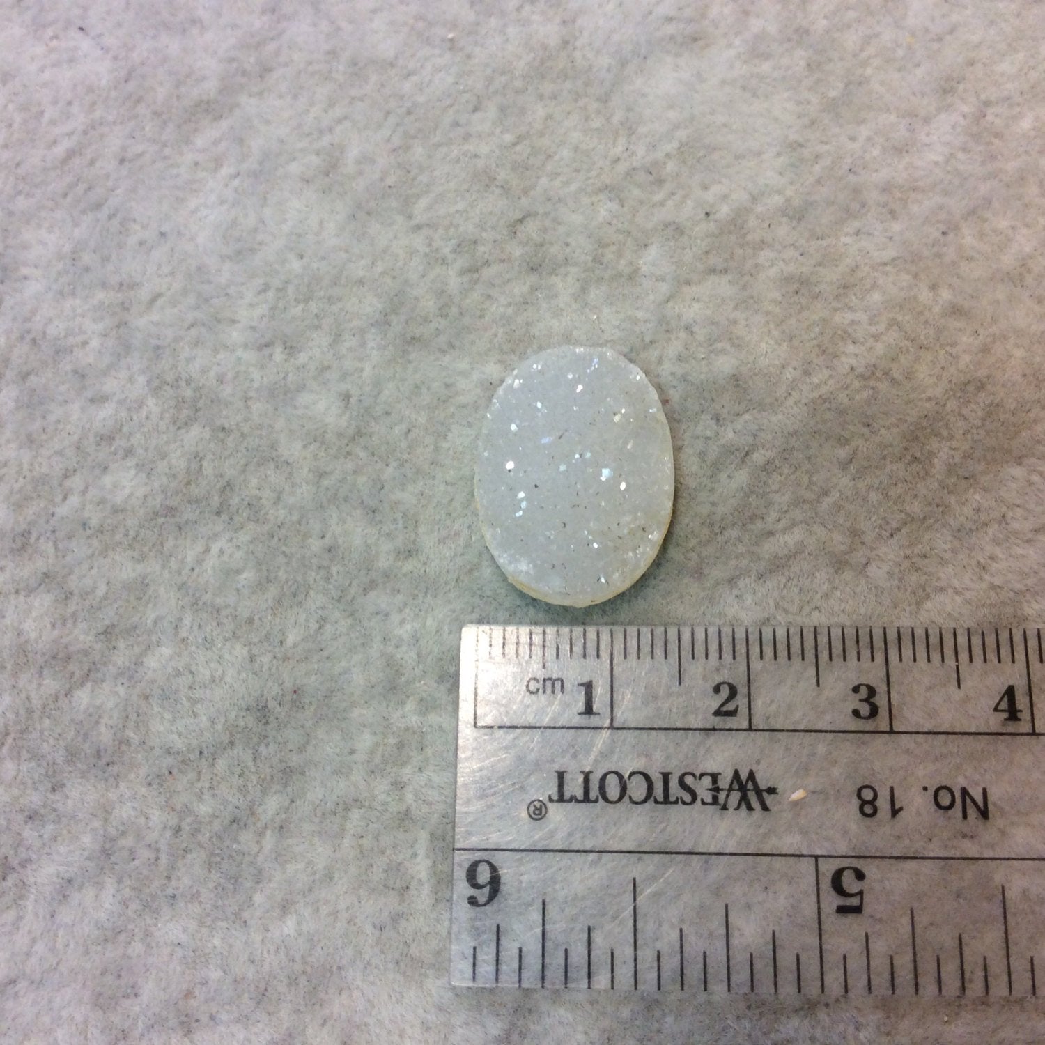 OOAK Natural Neutral Tone Druzy Oval Flat Back Cabochon 'G' - Measuring 15mm x 20mm, Approx., 5mm Dome Height - Natural Gemstone Cab