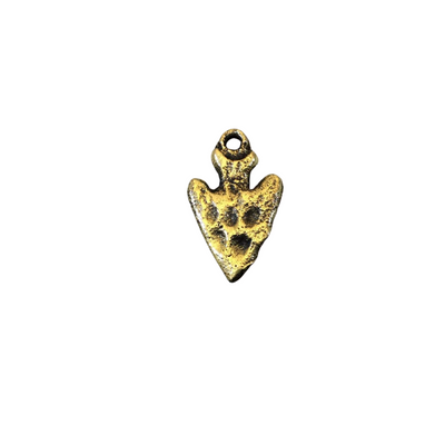 1" Oxidized Gold Plated Arrowhead/Arrow Shaped Brass Pendant with Attached Ring  - Measuring 15mm x 25mm, Approximately - Sold Individually
