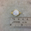 Gold Plated Natural Moonstone Faceted Diamond Shaped Copper Bezel Connector - Measures 14mm x 14mm - Sold Individually, Randomly Chosen