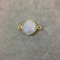 Gold Plated Natural Moonstone Faceted Diamond Shaped Copper Bezel Connector - Measures 14mm x 14mm - Sold Individually, Randomly Chosen