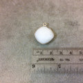 Silver Plated Faceted White Hydro (Lab Created) Chalcedony Diamond Shaped Bezel Pendant - Measuring 18mm x 18mm - Sold Individually