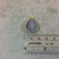 Gold Plated Faceted Synthetic Gray Cat's Eye (Manmade Glass) Pear/Teardrop Shaped Bezel Pendant - Measuring 15mm x 20mm - Sold Individually