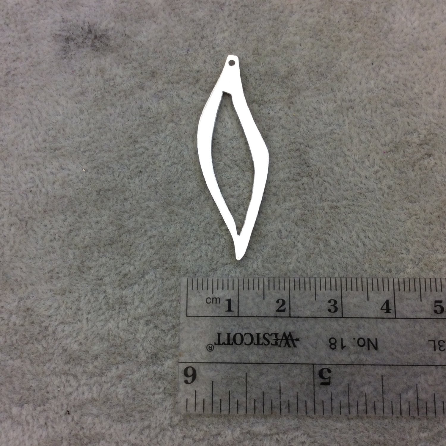 14mm x 44mm Silver Brushed Finish Thick Leaf Shaped Plated Copper Components - Sold in Pre-Counted Bulk Packs of 10 Pieces - (088-SV)