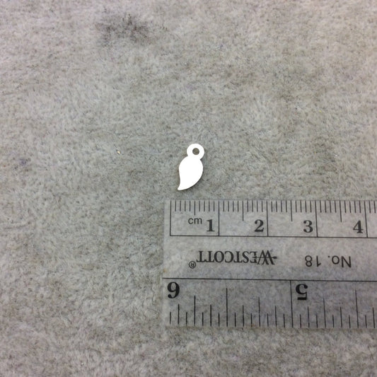 Extra-Small Silver Plated Copper Curved Leaf/Feather Shaped Charm/Pendant Components - Measuring 5mm x 11mm Sold in Packs of 10 (287-SV/301)