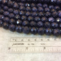 12mm Sparkling Dark Blue Goldstone Faceted Round/Ball Shaped Beads with 2.5mm Holes - 7.75" Strand (Approx. 18 Beads) - LARGE HOLE BEADS