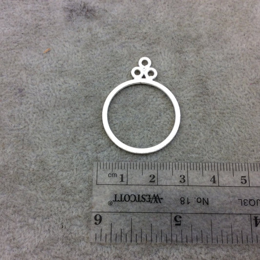 Large Sized Silver Plated Copper Circular Rings/Bubbles Open Cutout Hoop Pendant Component Measuring 26 x 36mm Sold in Pack of 10 (259-SV)
