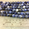 10mm Natural Mixed Sodalite Smooth Finish Round/Ball Shaped Beads with 2.5mm Holes - 7.75" Strand (Approx. 20 Beads) - LARGE HOLE BEADS