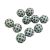 11mm Pave Style Green Glass Encrusted Silver Plated Round/Ball Shaped Beads with 1.5mm Holes - Sold Individually - Elegant Metal Beads