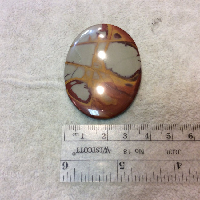 Natural Australian Noreena Jasper Oblong Oval Shaped Flat Back Cabochon - Measuring 39mm x 52mm, 4mm Dome Height - High Quality Gemstone Cab