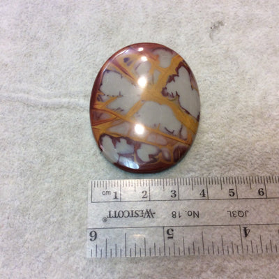 Natural Australian Noreena Jasper Oblong Oval Shaped Flat Back Cabochon - Measuring 41mm x 53mm, 4mm Dome Height - High Quality Gemstone Cab