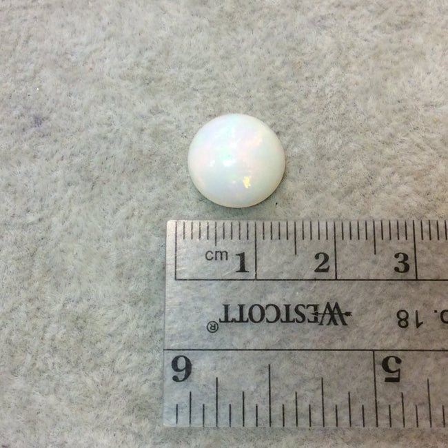 Natural Ethiopian Opal Smooth Round Shaped Flat Back Cabochon 'A' - Measuring 13mm x 13mm, 6mm Dome Height - High Quality Gemstone Cab