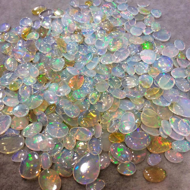 Natural Ethiopian Opal Smooth Oval Shaped Rounded Back Cabochon 'C' - Measuring 8mm x 10mm, 4mm Dome Height - High Quality Gemstone Cab