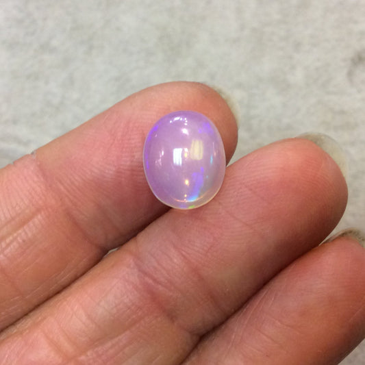 OOAK Natural Ethiopian Opal Smooth Oval Rounded Back Cabochon 'L' - Measuring 10mm x 12.5mm, 4.5mm Dome Height - High Quality Gemstone Cab
