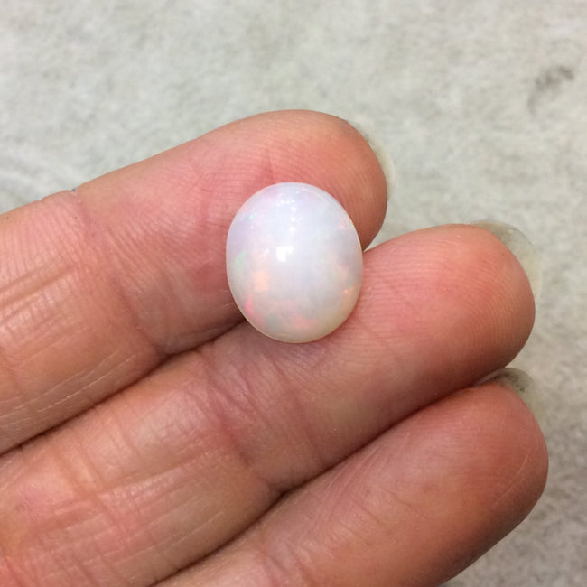 Natural Ethiopian Opal Smooth Oval Shaped Flat Back Cabochon 'O' - Measuring 11mm x 13mm, 6mm Dome Height - High Quality Gemstone Cab