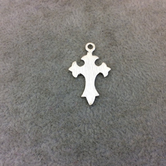Medium Sized Silver Plated Copper Gothic Medieval Cross Shaped Pendant/Charm Components Measuring 16mm x 26mm - Sold in Packs of 10 (212-SV)