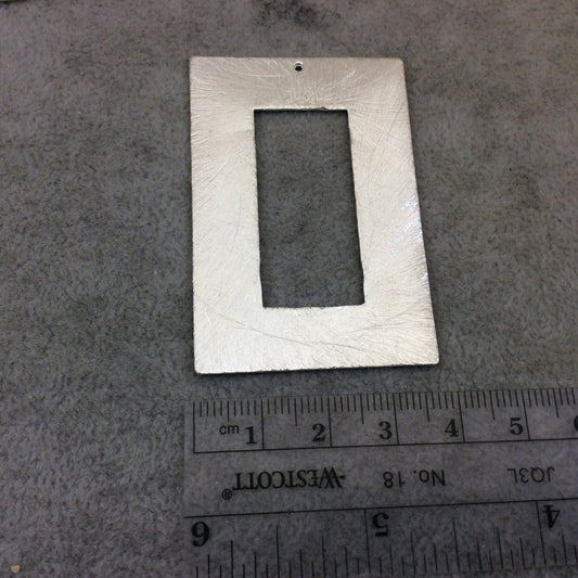 37mm x 56mm Silver Brushed Finish Thick Rectangle Shaped Plated Copper Components - Sold in Pre-Counted Bulk Packs of 10 Pieces - (163-SV)