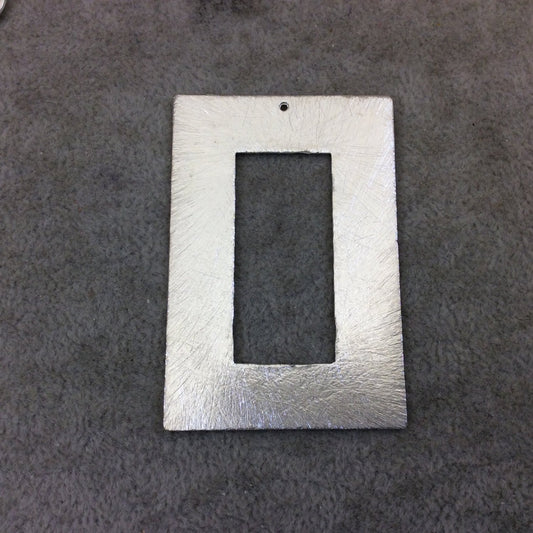 37mm x 56mm Silver Brushed Finish Thick Rectangle Shaped Plated Copper Components - Sold in Pre-Counted Bulk Packs of 10 Pieces - (163-SV)