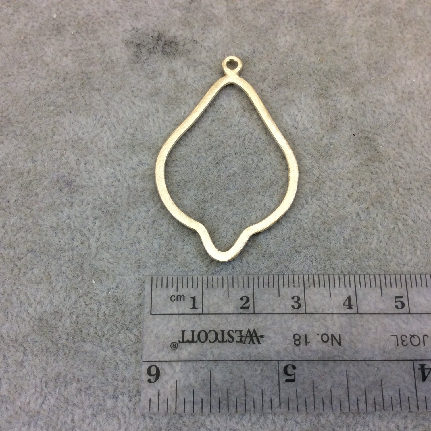 29mm x 41mm Gold Brushed Finish Open Bulb/Leaf Shaped Plated Copper Components - Sold in Pre-Counted Bulk Packs of 10 Pieces - (124-GD)