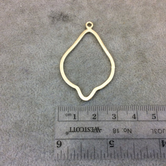 29mm x 41mm Gold Brushed Finish Open Bulb/Leaf Shaped Plated Copper Components - Sold in Pre-Counted Bulk Packs of 10 Pieces - (124-GD)