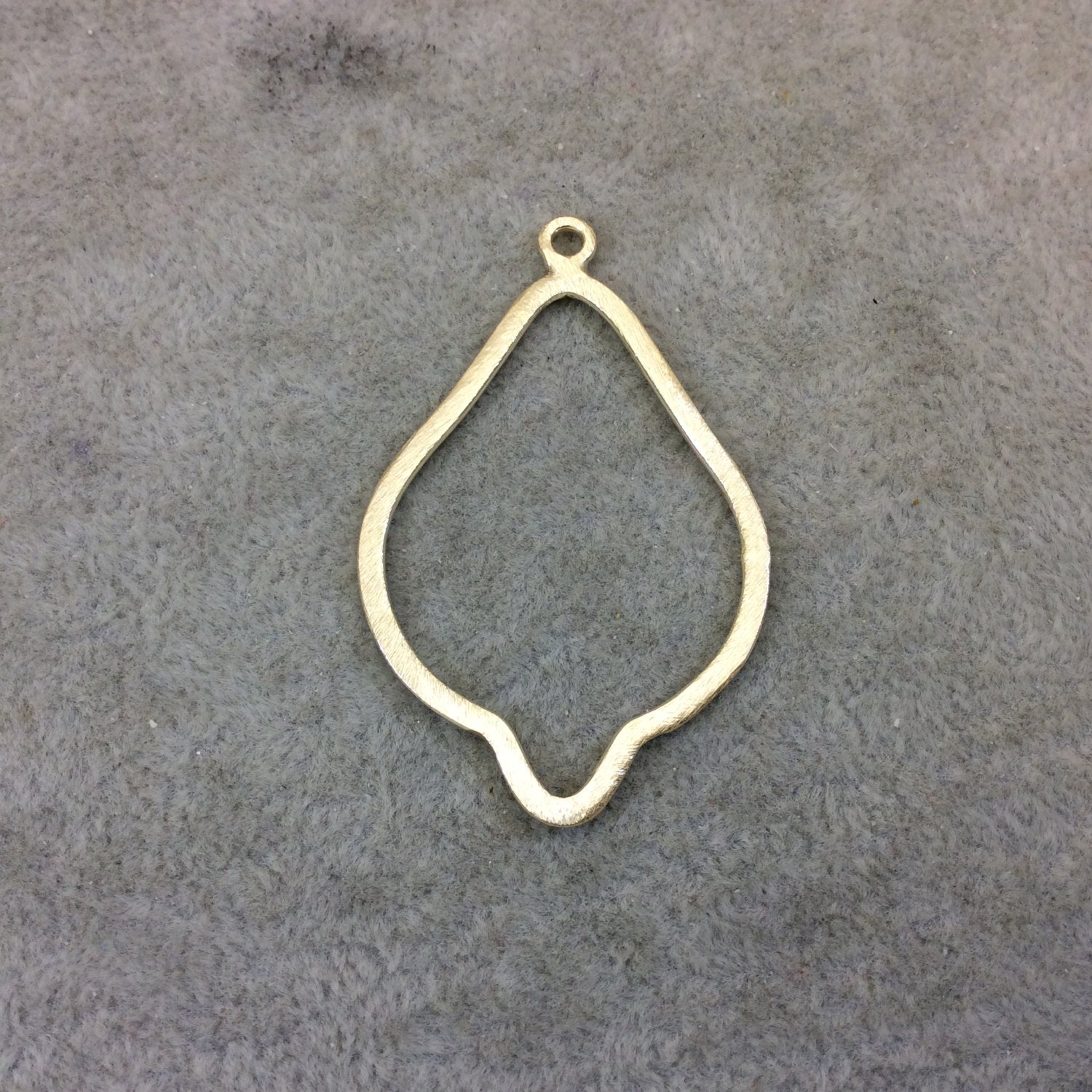 29mm x 41mm Gold Brushed Finish Open Bulb/Leaf Shaped Plated Copper Components - Sold in Pre-Counted Bulk Packs of 10 Pieces - (124-GD)