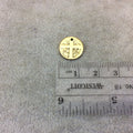 Oxidized Gold Plated Medieval Cross Embossed Disc/Coin Shaped Pendant/Charm Components - Measuring 12mm x 12mm- Sold in Packs of 10 (209-OG)