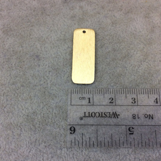 11mm x 28mm Gold Brushed Finish Blank Rectangle Shaped Plated Copper Components - Sold in Pre-Counted Bulk Packs of 10 Pieces - (169-GD)