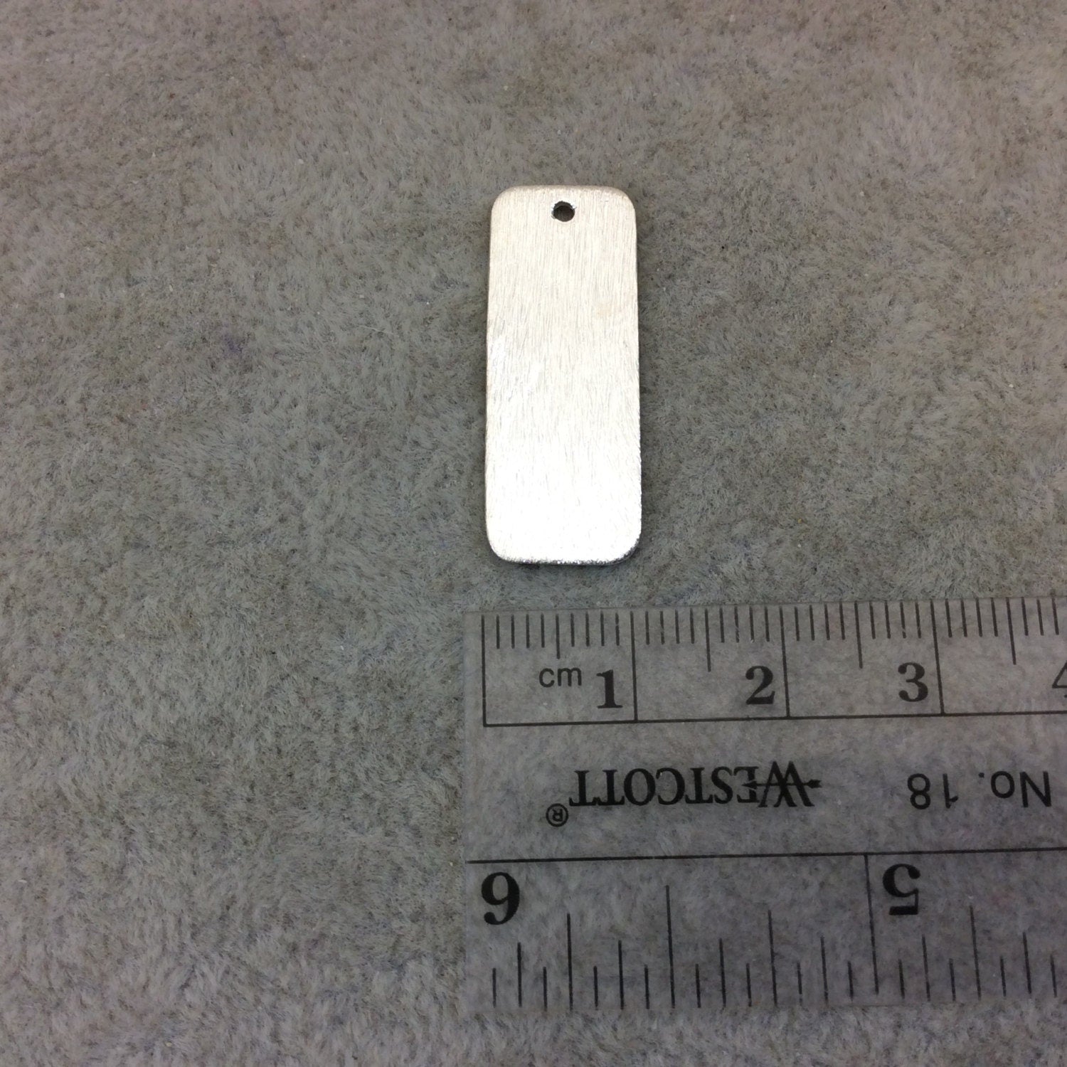 11mm x 28mm Silver Brushed Finish Blank Rectangle Shaped Plated Copper Components - Sold in Pre-Counted Bulk Packs of 10 Pieces - (169-SV)