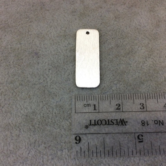 11mm x 28mm Silver Brushed Finish Blank Rectangle Shaped Plated Copper Components - Sold in Pre-Counted Bulk Packs of 10 Pieces - (169-SV)
