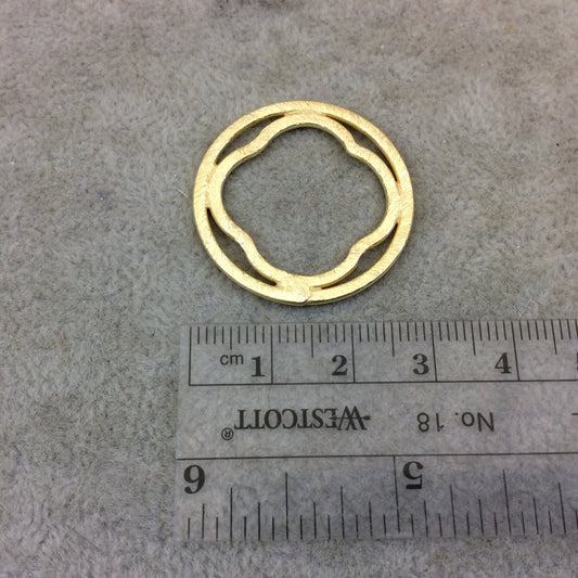 30mm Gold Brushed Finish Circular Quatrefoil Shaped Plated Copper Components - Sold in Pre-Counted Bulk Packs of 10 Pieces - (072-GD)