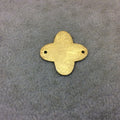 24mm Gold Brushed Finish Blank Quatrefoil Shaped Plated Copper Components - Sold in Pre-Counted Bulk Packs of 10 Pieces - (062-GD)