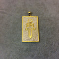 Gold Plated CZ Cubic Zirconia Inlaid Rectangle Shaped Cross Pendant - Measuring 23mm x 38mm  - Available in Three Colors, See Related!