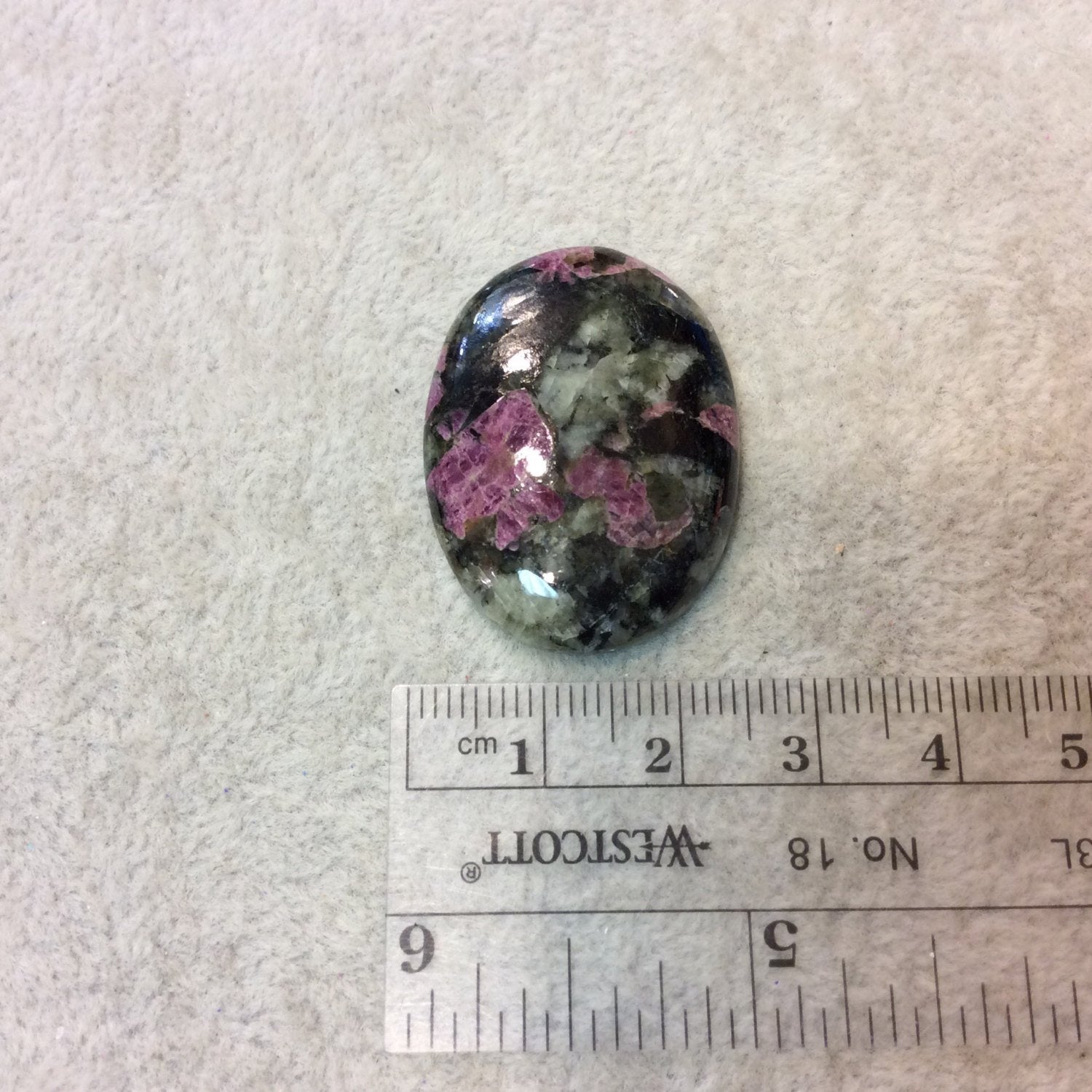 Natural Eudialyte Oblong Oval Shaped Flat Back Cabochon - Measuring 24.5mm x 33mm, 5mm Dome Height - Natural High Quality Gemstone