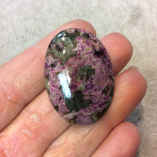 Natural Eudialyte Oblong Oval Shaped Flat Back Cabochon - Measuring 27mm x 38mm, 4mm Dome Height - Natural High Quality Gemstone