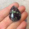 Natural Eudialyte Pear/Teardrop Shaped Flat Back Cabochon - Measuring 25mm x 33mm, 5mm Dome Height - Natural High Quality Gemstone