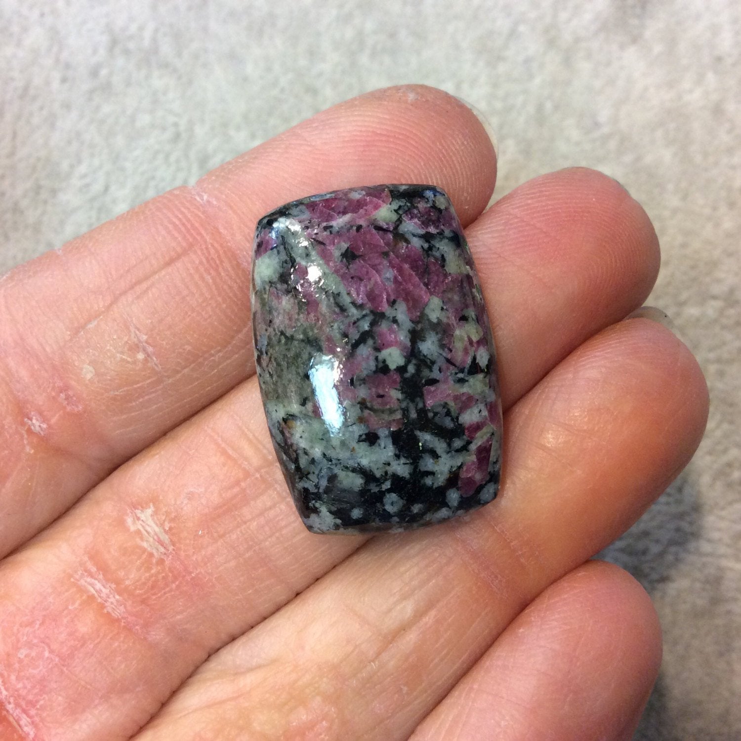 Natural Eudialyte Rectangle Shaped Flat Back Cabochon - Measuring 19mm x 28mm, 6mm Dome Height - Natural High Quality Gemstone