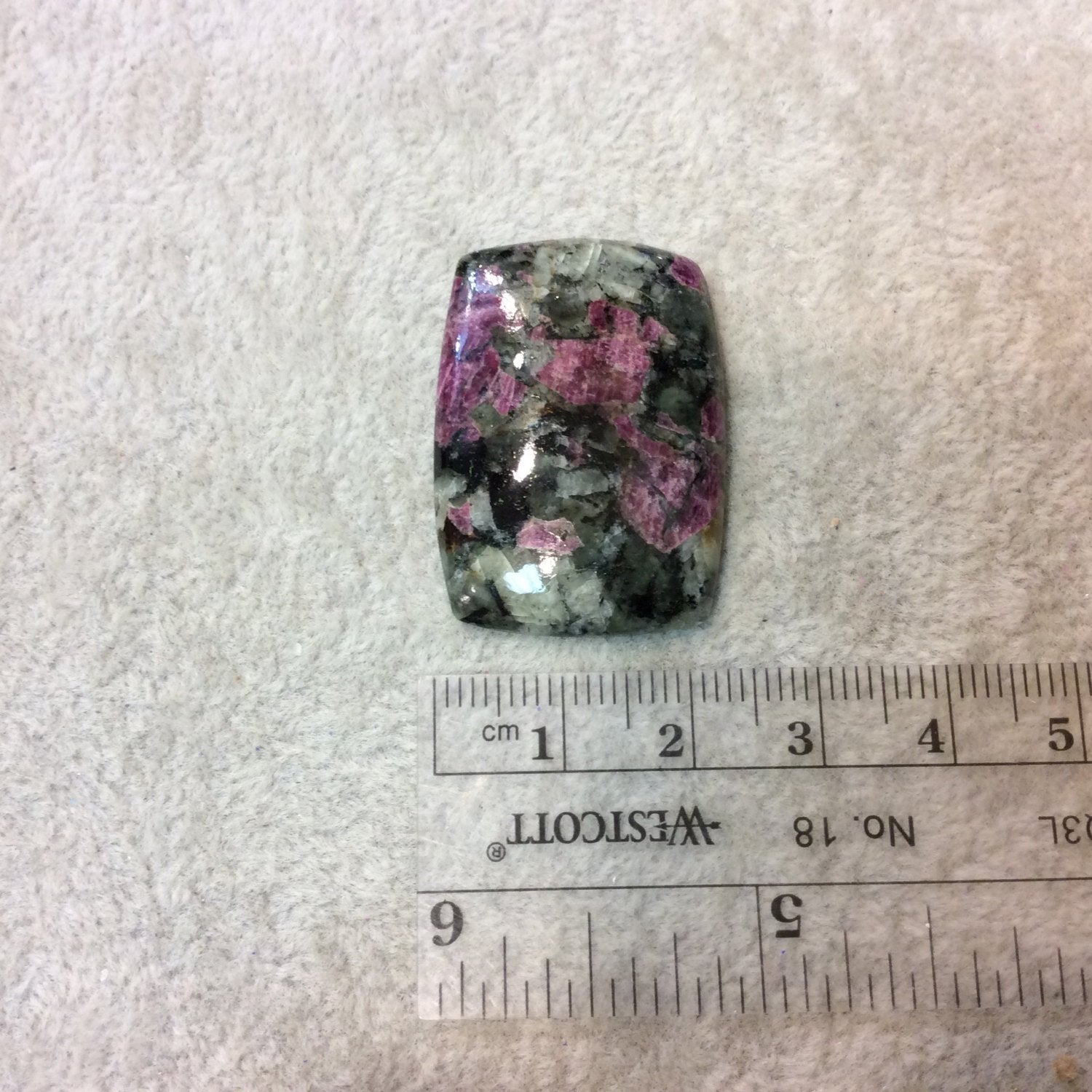 Natural Eudialyte Rectangle Shaped Flat Back Cabochon - Measuring 24mm x 33mm, 5mm Dome Height - Natural High Quality Gemstone
