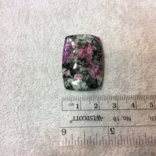 Natural Eudialyte Rectangle Shaped Flat Back Cabochon - Measuring 24mm x 33mm, 5mm Dome Height - Natural High Quality Gemstone