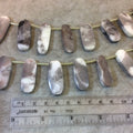 Natural Gray/White Marble Graduated Smooth Oblong Oval Shaped Beads - 15.5" Strand (Approx. 20 Beads) - Measuring 11-13mm x 23-35mm, Approx.
