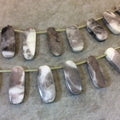 Natural Gray/White Marble Graduated Smooth Oblong Oval Shaped Beads - 15.5" Strand (Approx. 20 Beads) - Measuring 11-13mm x 23-35mm, Approx.