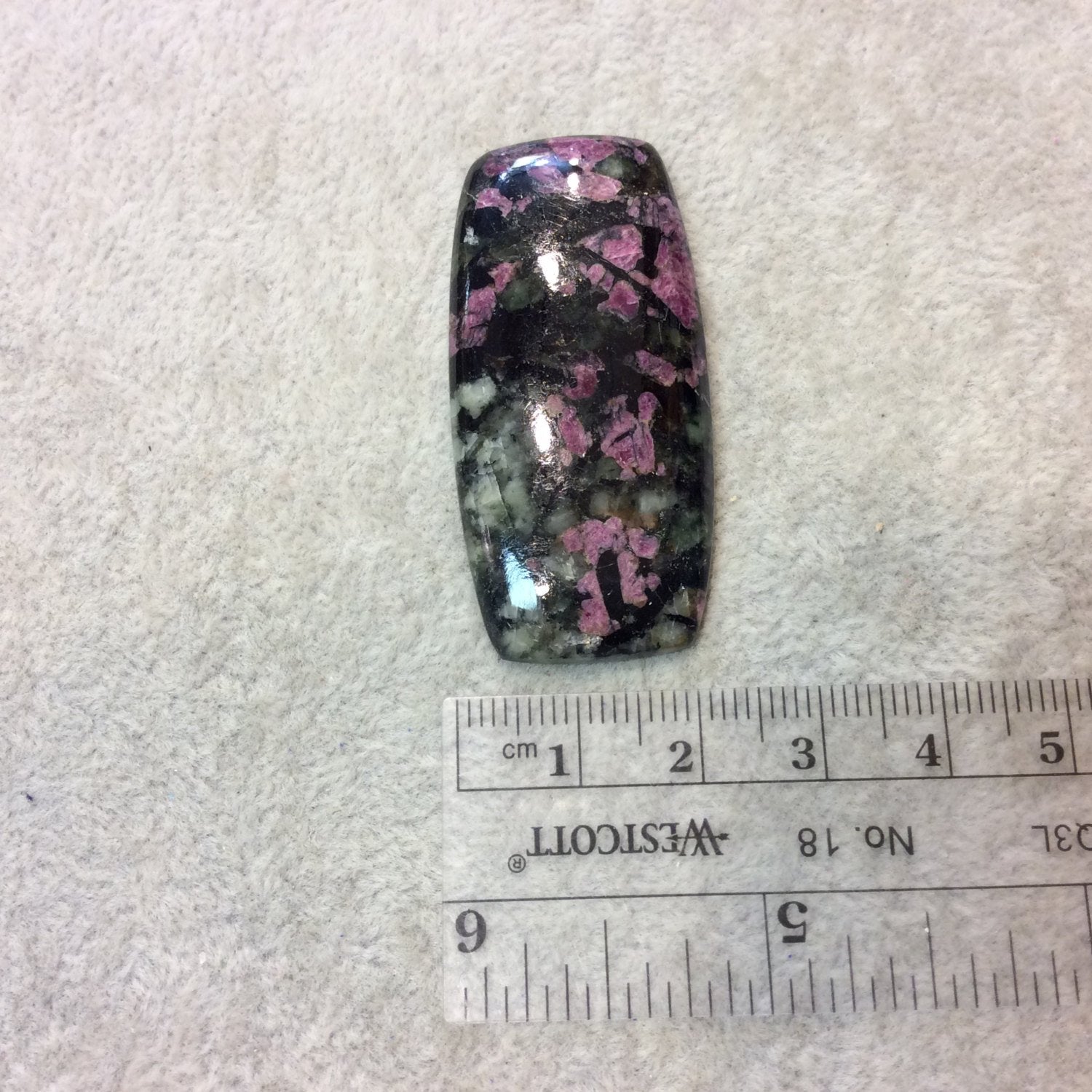 Natural Eudialyte Rectangle Shaped Flat Back Cabochon - Measuring 23mm x 48mm, 5.5mm Dome Height - Natural High Quality Gemstone