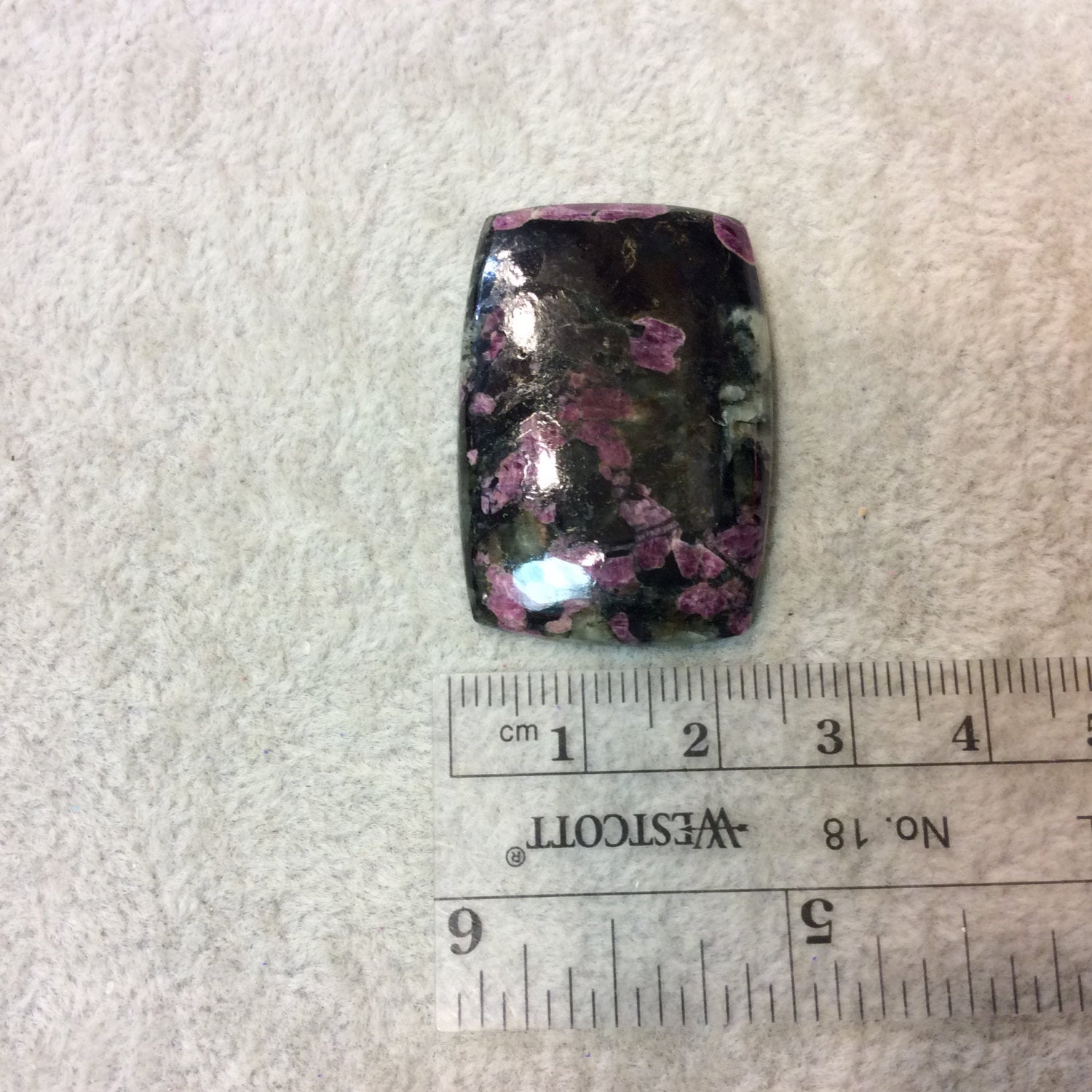 Natural Eudialyte Rectangle Shaped Flat Back Cabochon - Measuring 25mm x 36mm, 5mm Dome Height - Natural High Quality Gemstone