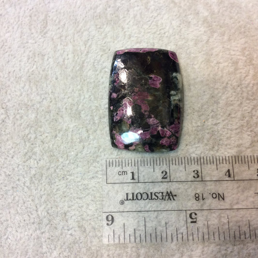 Natural Eudialyte Rectangle Shaped Flat Back Cabochon - Measuring 25mm x 36mm, 5mm Dome Height - Natural High Quality Gemstone