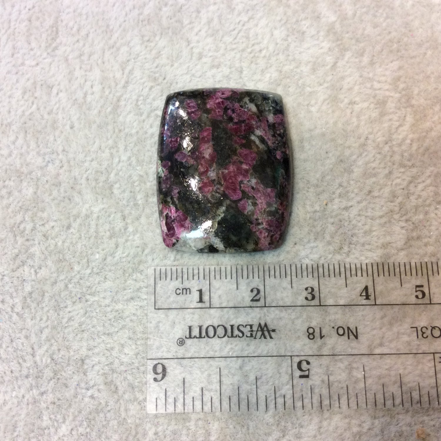 Natural Eudialyte Rectangle Shaped Flat Back Cabochon - Measuring 26mm x 33mm, 4mm Dome Height - Natural High Quality Gemstone