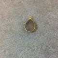 Gold Plated Faceted Natural Semi-Opaque Gray Chalcedony Pear/Teardrop Shaped Bezel Pendant - Measuring 12mm x 16mm - Sold Individually