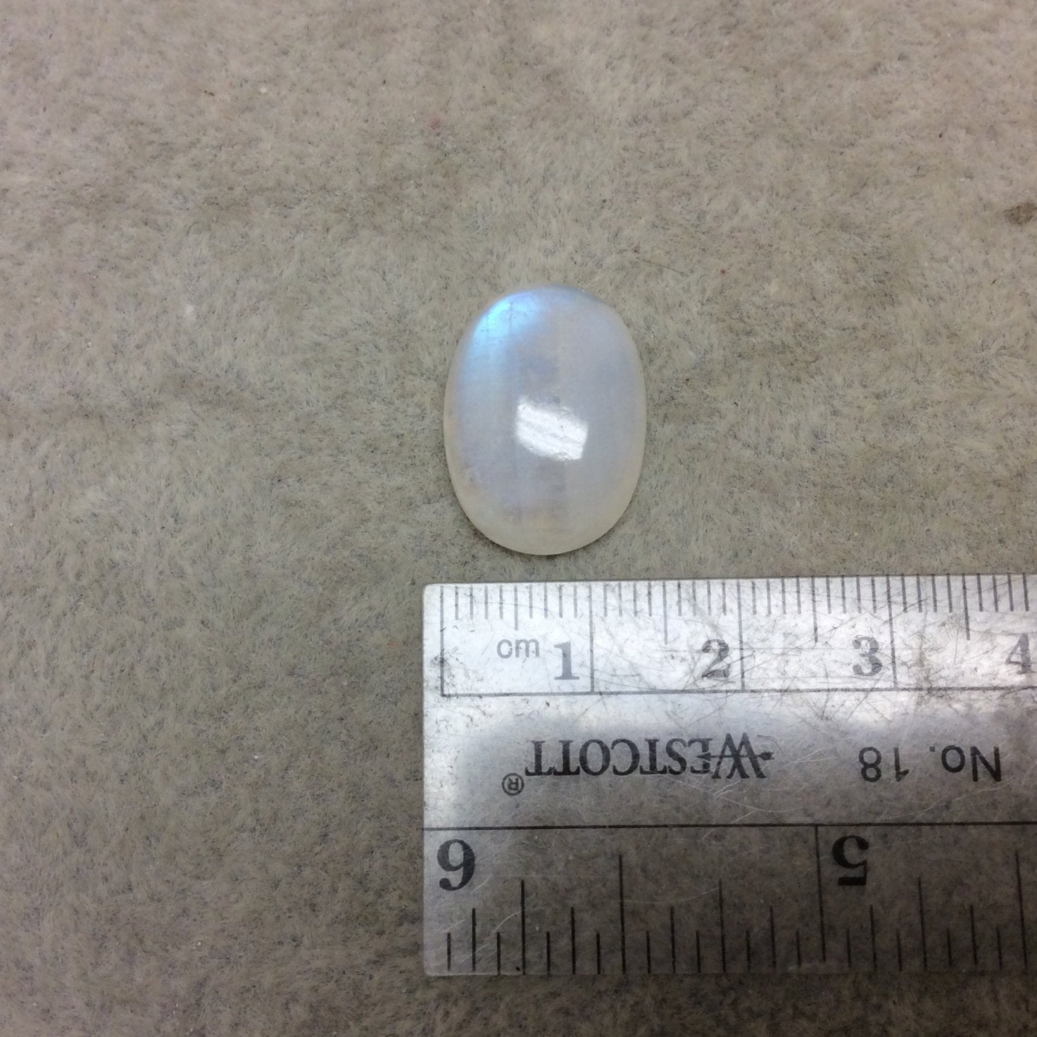 OOAK Single AAA Oval Shaped Iridescent Blue Moonstone Flat Back Cabochon - Measuring 14mm x 19mm, 6mm Dome Height - Gemstone Cab