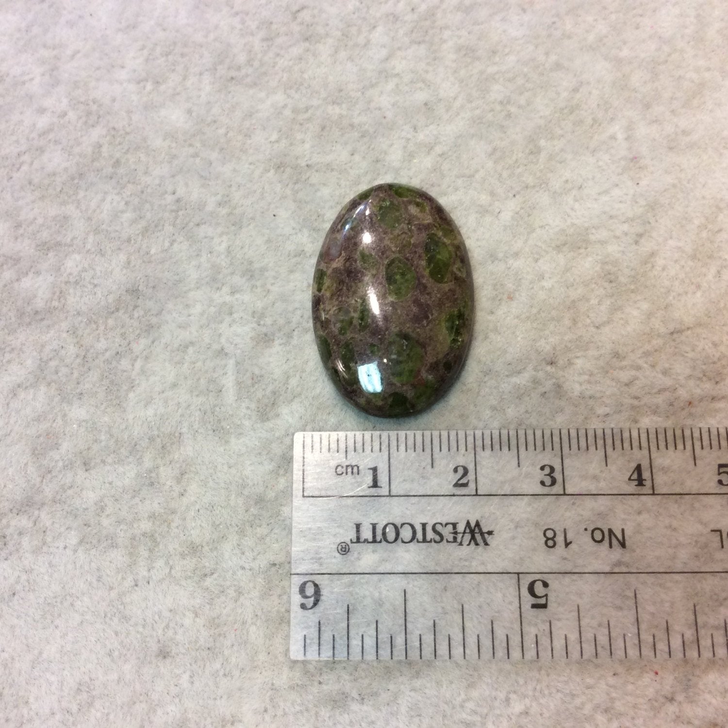 Epidote in Matrix Oblong Oval Shaped Flat Back Cabochon - Measuring 20mm x 30mm, 5mm Dome Height - Natural High Quality Gemstone