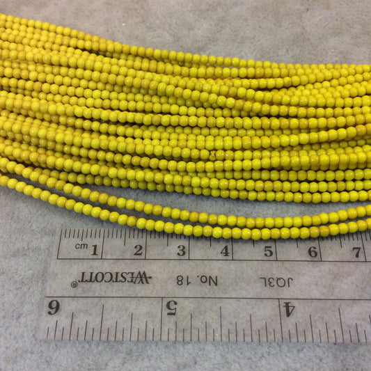 2mm Dyed Yellow Howlite Smooth Round/Ball Shaped Beads - Sold by 15.5" Strands (Approx. 185 Beads) - Natural Semi-Precious Gemstone